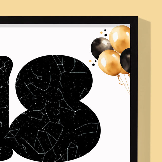 Sternkarte: 18. Geburtstag Des Stars-Mit Widmung - Druck Mit Rahmen 30X40