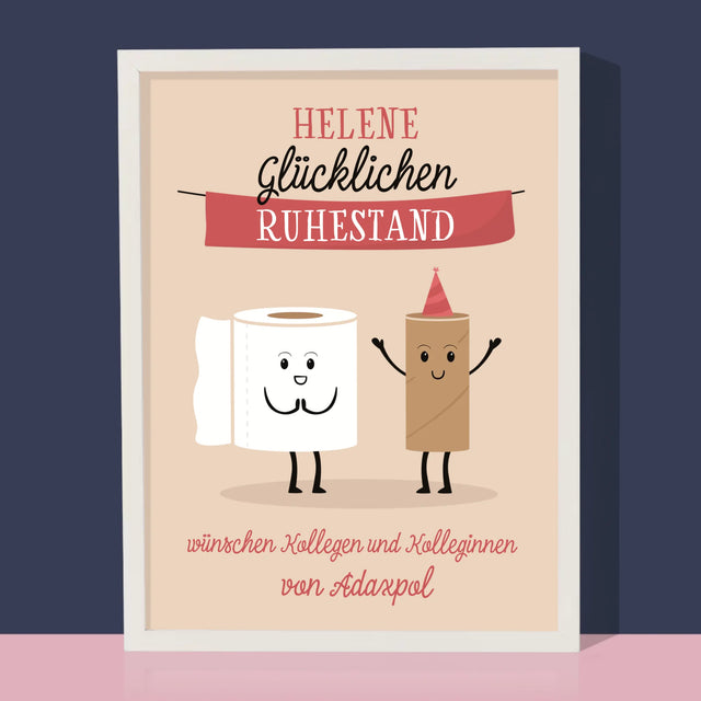 Name Und Unterschrift: Glücklichen Ruhestand - Druck Mit Rahmen 30X40