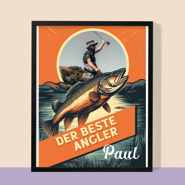 Foto Und Unterschrift: Der Beste Angler - Druck Mit Rahmen 30X40