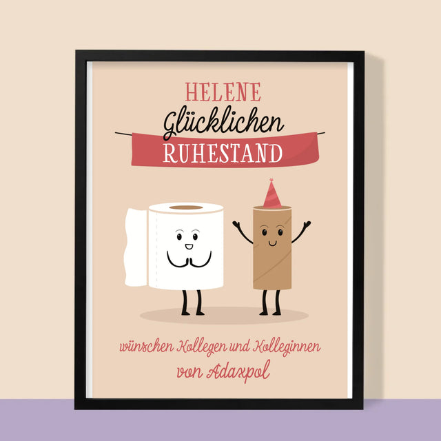 Name Und Unterschrift: Glücklichen Ruhestand - Druck Mit Rahmen 30X40