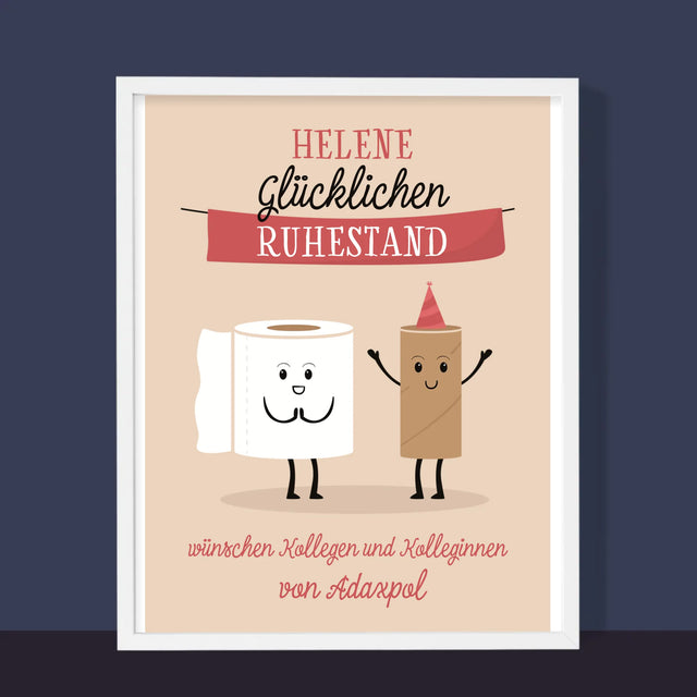 Name Und Unterschrift: Glücklichen Ruhestand - Druck Mit Rahmen 30X40