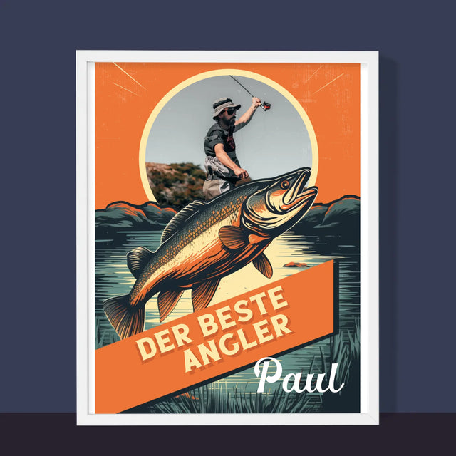 Foto Und Unterschrift: Der Beste Angler - Druck Mit Rahmen 30X40