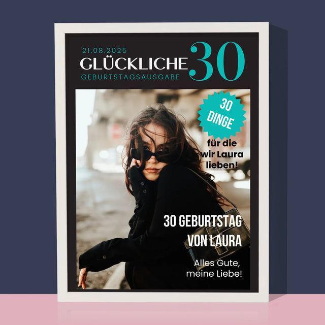 Magazin-Cover: Glückliche 30 - Druck Mit Rahmen 30X40