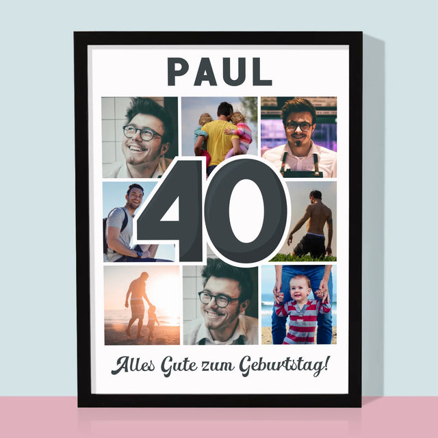 Fotocollage: 40 Jahre - Druck Mit Rahmen 30X40