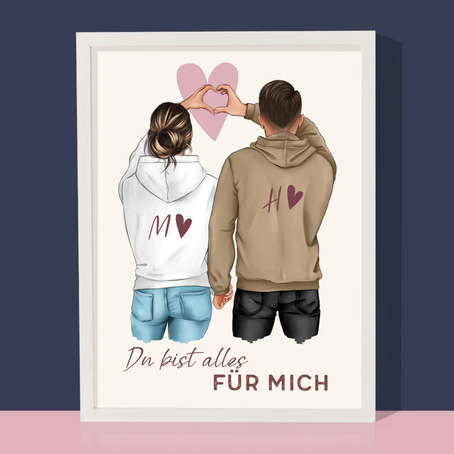 Avatar Creator: Paar Herz - Druck Mit Rahmen 30X40