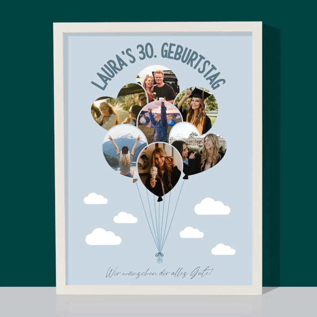 Form-Collage: Dreißig-Luftballons - Druck Mit Rahmen 30X40