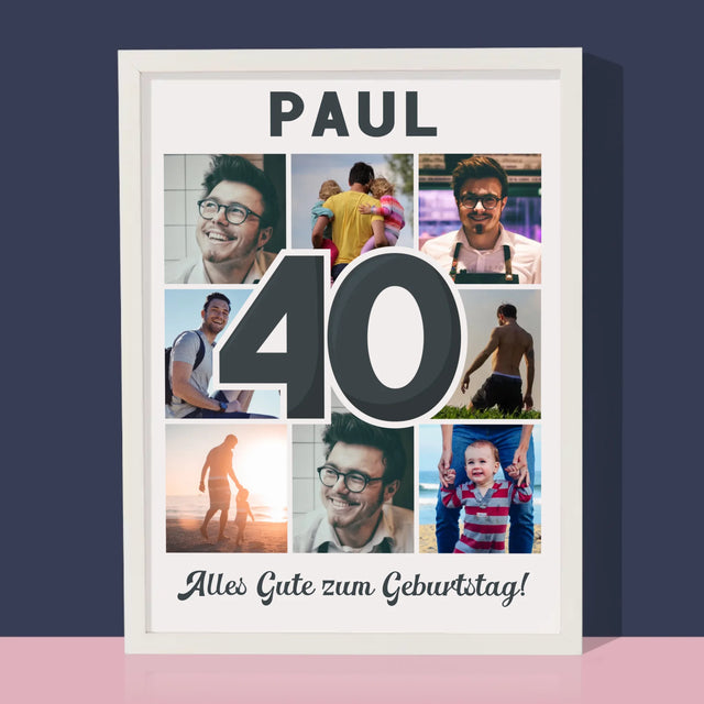 Fotocollage: 40 Jahre - Druck Mit Rahmen 30X40