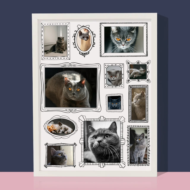 Fotocollage: Fotowand Mit Haustier - Druck Mit Rahmen 30X40