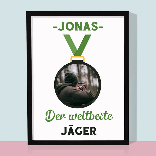 Foto Und Unterschrift: Der Weltbeste Jäger - Druck Mit Rahmen 30X40