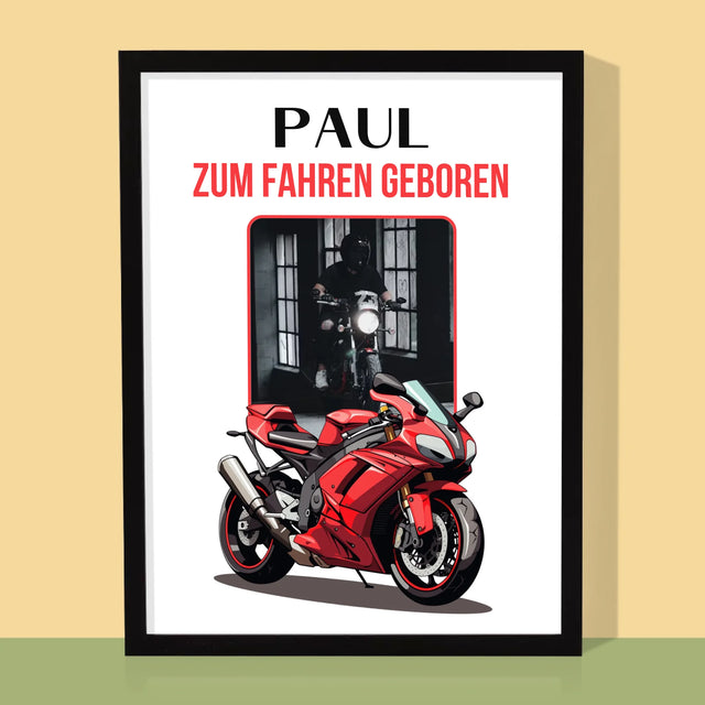 Foto Und Unterschrift: Zum Fahren Geboren - Druck Mit Rahmen 30X40