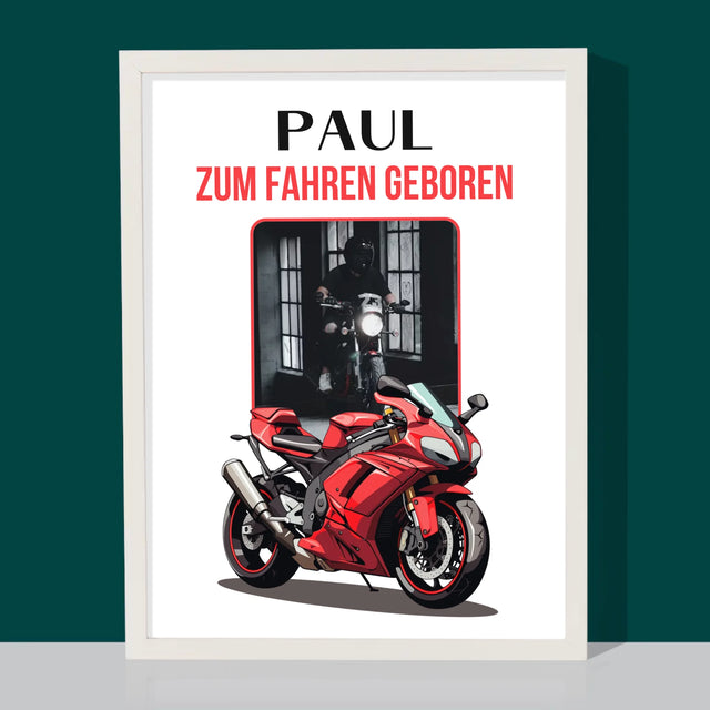 Foto Und Unterschrift: Zum Fahren Geboren - Druck Mit Rahmen 30X40