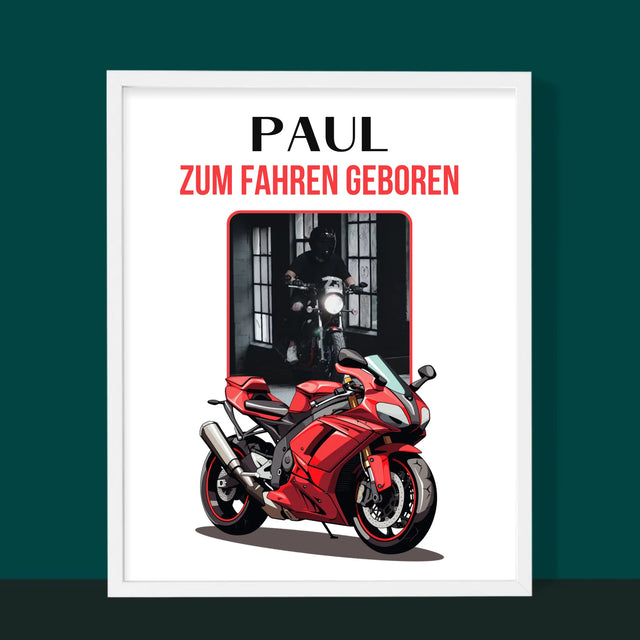 Foto Und Unterschrift: Zum Fahren Geboren - Druck Mit Rahmen 30X40