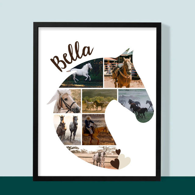 Form-Collage: Pferd - Druck Mit Rahmen 30X40