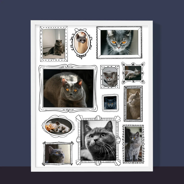 Fotocollage: Fotowand Mit Haustier - Druck Mit Rahmen 30X40