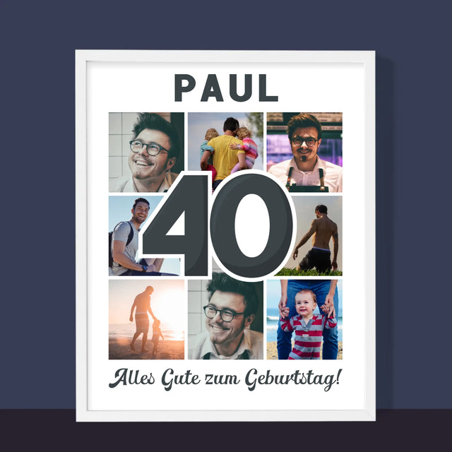 Fotocollage: 40 Jahre - Druck Mit Rahmen 30X40
