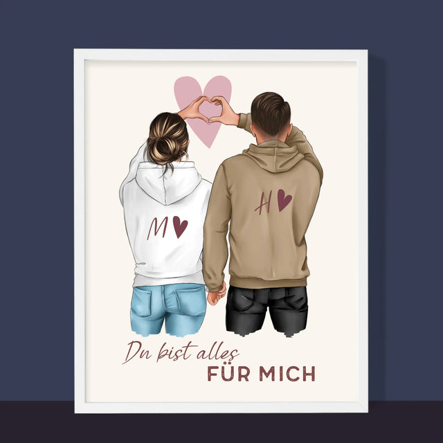 Avatar Creator: Paar Herz - Druck Mit Rahmen 30X40