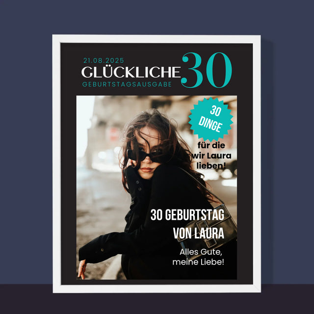Magazin-Cover: Glückliche 30 - Druck Mit Rahmen 30X40