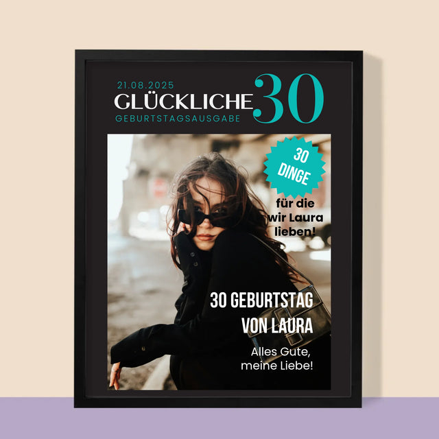 Magazin-Cover: Glückliche 30 - Druck Mit Rahmen 30X40