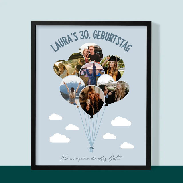 Form-Collage: Dreißig-Luftballons - Druck Mit Rahmen 30X40