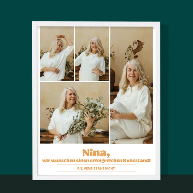 Fotocollage: Erfolgreicher Ruhestand - Druck Mit Rahmen 30X40