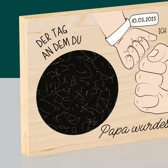 Sternkarte: Der Tag An Dem Du Papa Wurdest - Druck Auf Holz