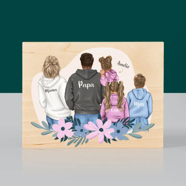 Avatar Creator: Familie Mit Kindern - Druck Auf Holz