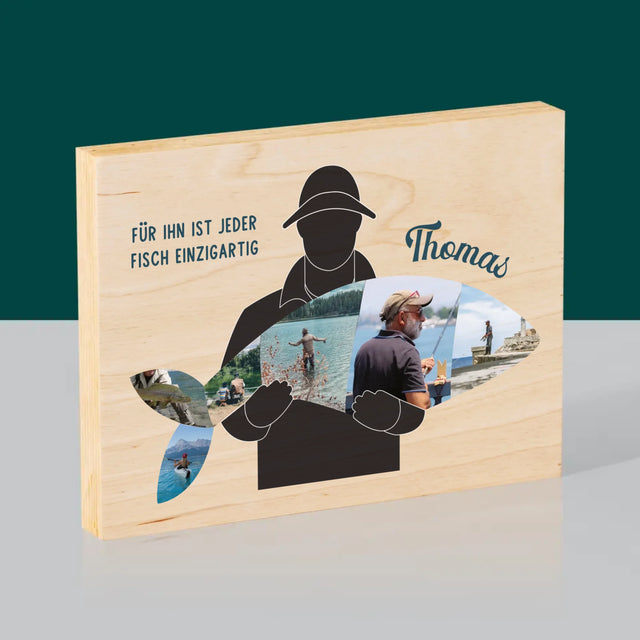 Form-Collage: Jeder Fisch - Druck Auf Holz