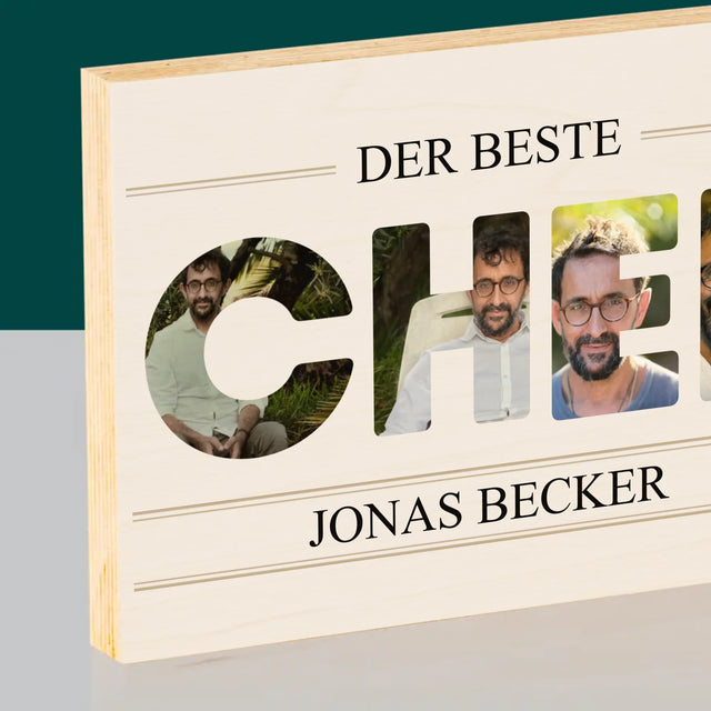 Buchstaben-Collage: Bester Chef 2 - Druck Auf Holz
