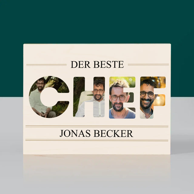 Buchstaben-Collage: Bester Chef 2 - Druck Auf Holz