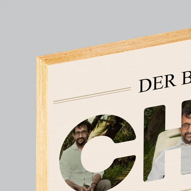 Buchstaben-Collage: Bester Chef 2 - Druck Auf Holz