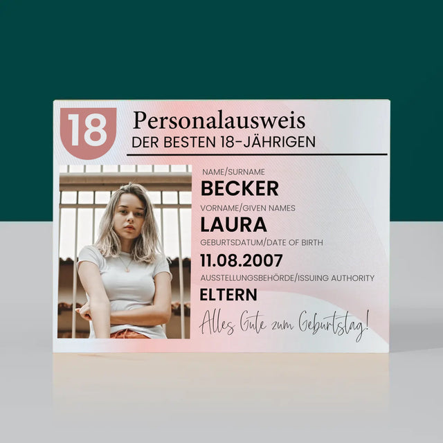 Foto Und Unterschrift: Personalausweis - Druck Auf Holz