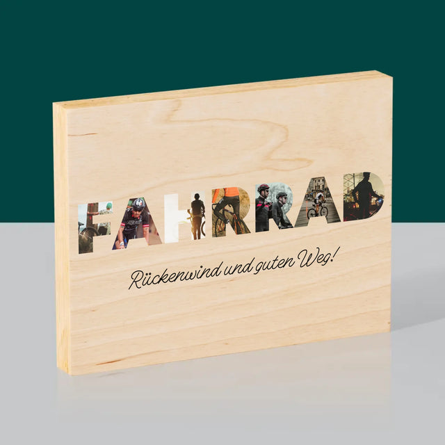 Buchstaben-Collage: Fahrrad - Druck Auf Holz