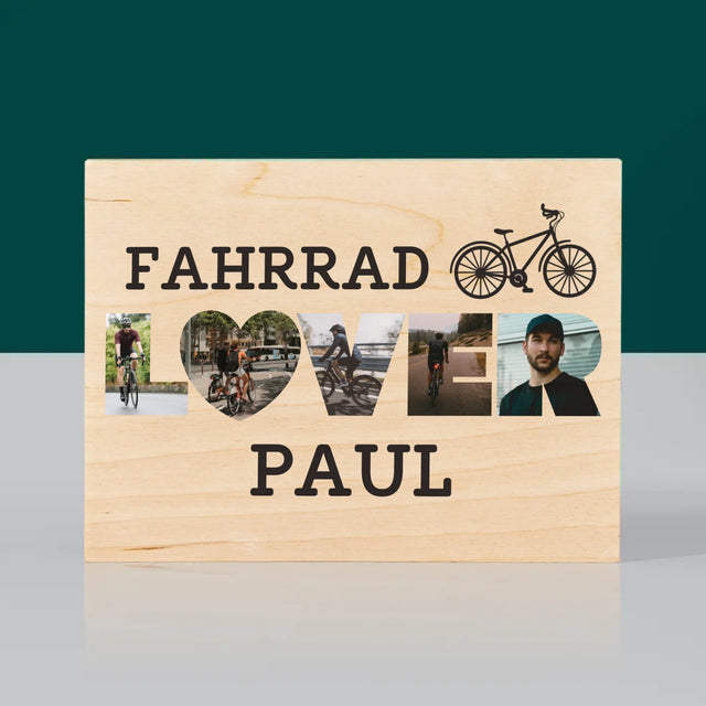 Buchstaben-Collage: Fahrradliebhaber - Druck Auf Holz
