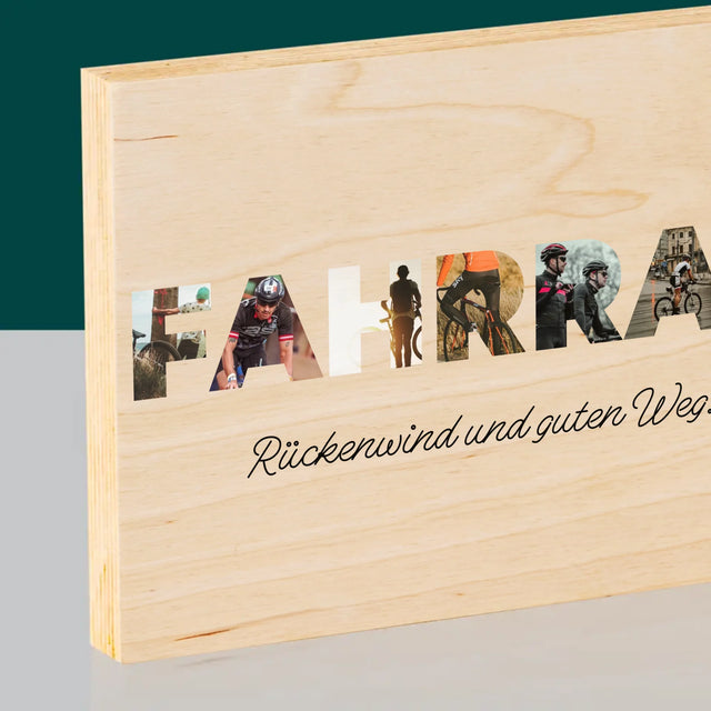 Buchstaben-Collage: Fahrrad - Druck Auf Holz