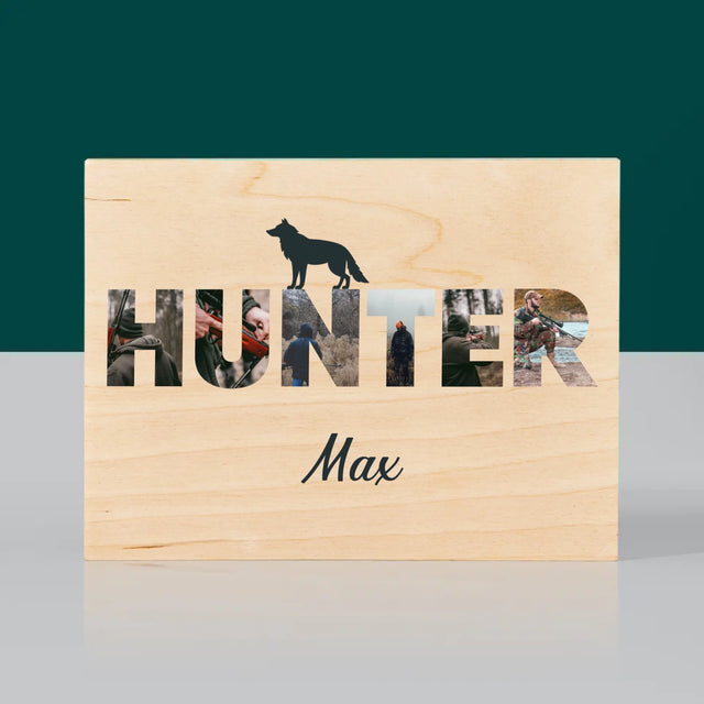 Buchstaben-Collage: Hunter - Druck Auf Holz