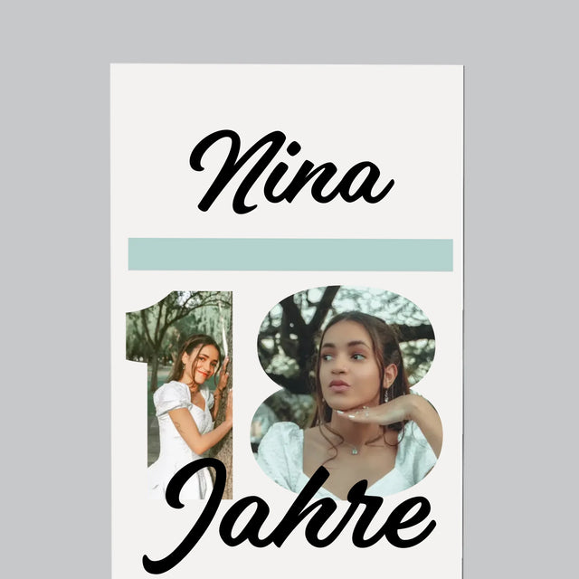 Buchstaben-Collage: 18 Jahre Countdown - Kühlschrankmagnet