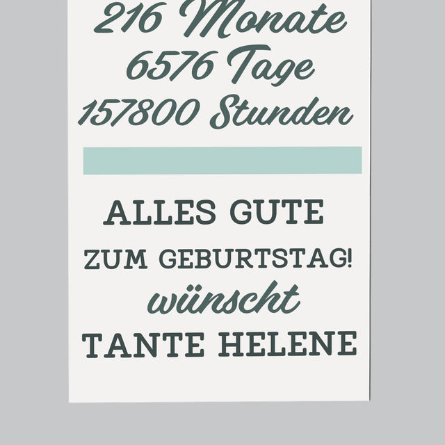 Buchstaben-Collage: 18 Jahre Countdown - Kühlschrankmagnet