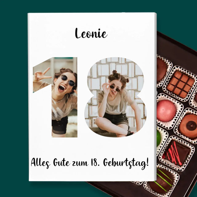 Buchstaben-Collage: 18. Geburtstag - Pralinen