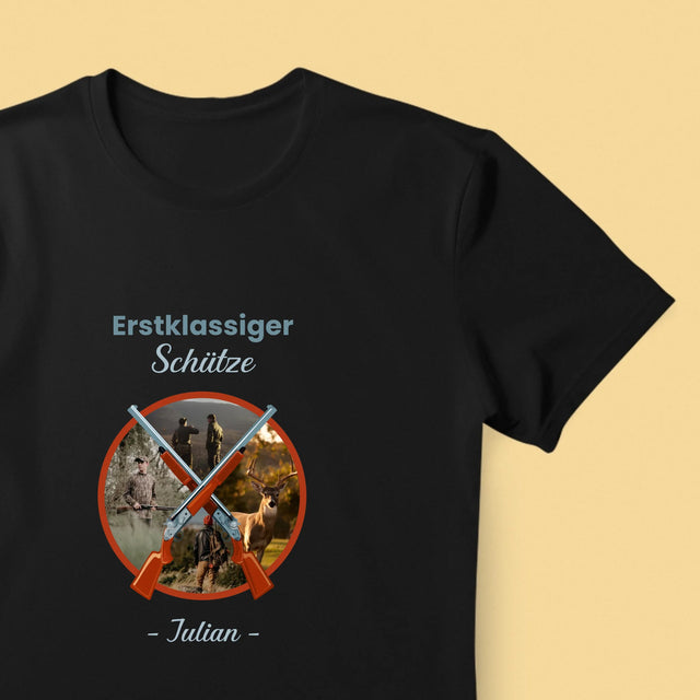 Fotocollage: Erstklassiger Schütze - T-Shirt Für Herren