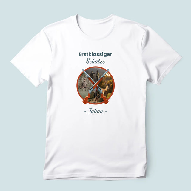 Fotocollage: Erstklassiger Schütze - T-Shirt Für Herren