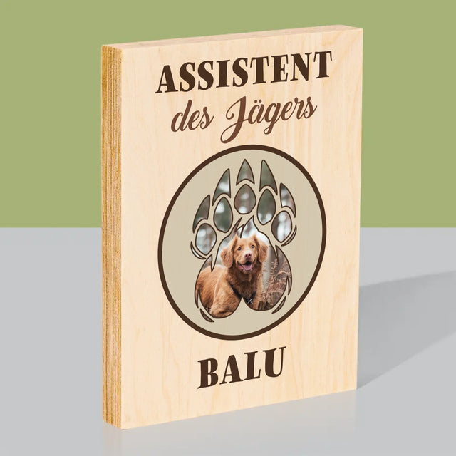 Form-Collage: Assistent Des Jägers - Druck Auf Holz