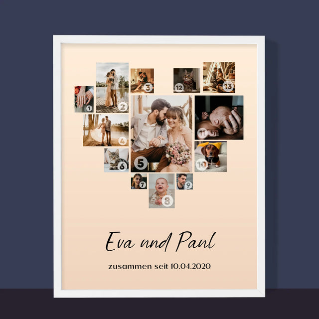 Fotocollage: Herz - Druck Mit Rahmen 30X40