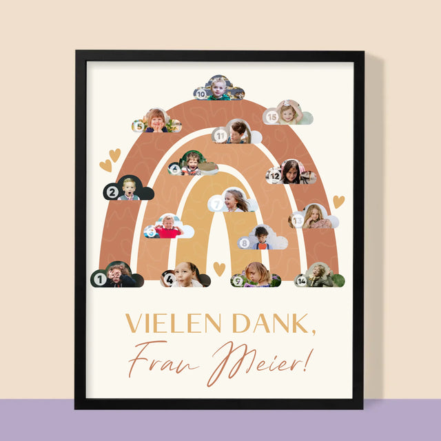 Fotocollage: Lehrer Regenbogen - Druck Mit Rahmen 30X40