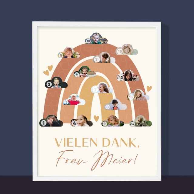 Fotocollage: Lehrer Regenbogen - Druck Mit Rahmen 30X40