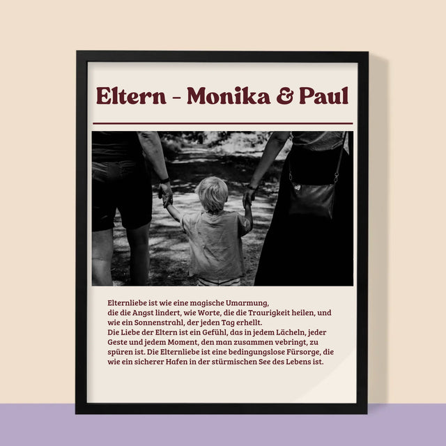 Foto Und Unterschrift: Elternliebe - Druck Mit Rahmen 30X40
