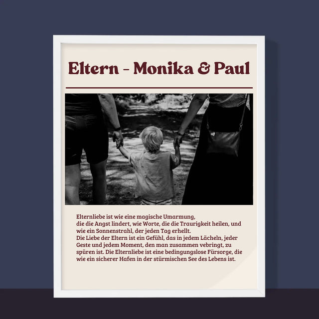 Foto Und Unterschrift: Elternliebe - Druck Mit Rahmen 30X40