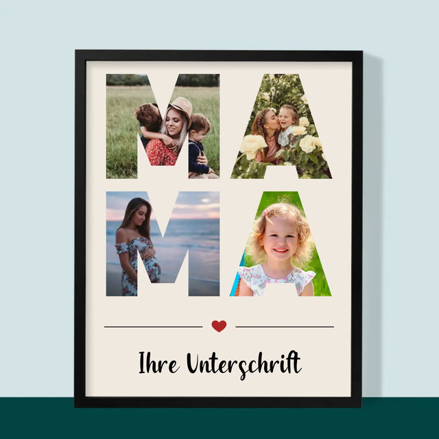 Buchstaben-Collage: Mama - Druck Mit Rahmen 30X40