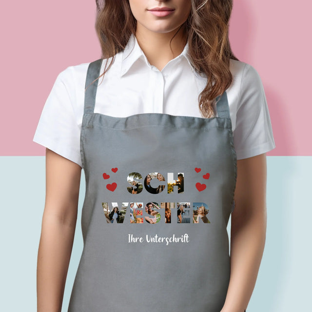 Buchstaben-Collage: Schwester - Schürze