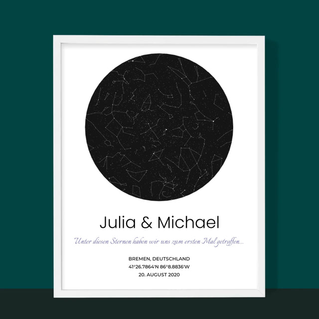 Sternkarte: Sternkarte: Unter Den Sternen - Druck Mit Rahmen 30X40