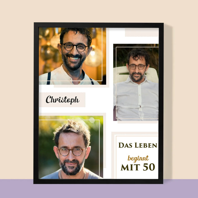 Buchstaben-Collage: 50 Jahre Alt - Druck Mit Rahmen 30X40